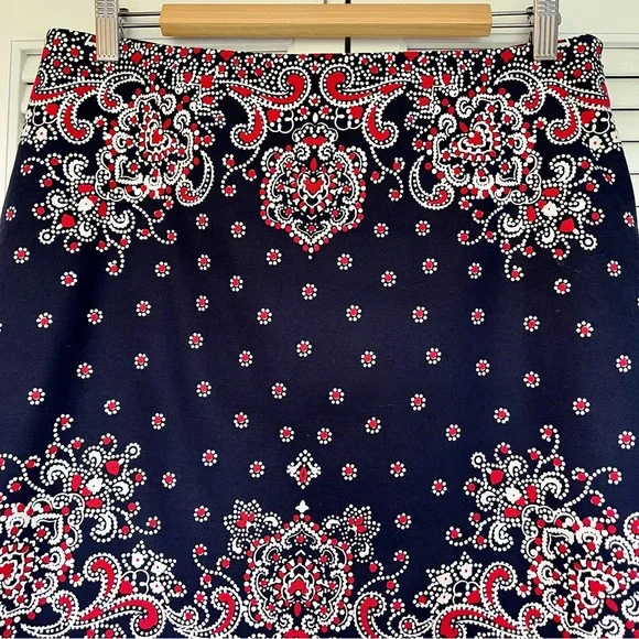 Talbots Navy, White and Red Paisley Skirt - Picture 6 of 14